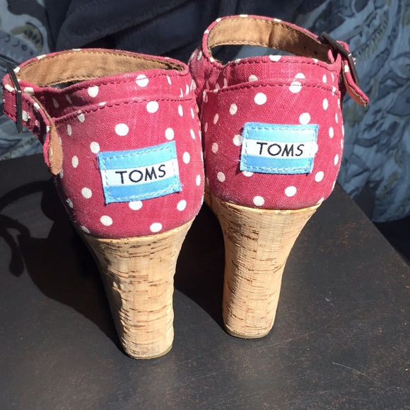 Toms Polka Dot Cork Wedges - Picture 2 of 5